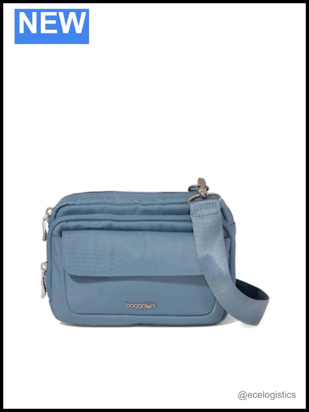 Baggallini Modern Double Zip Nylon Crossbody Bag with Pockets